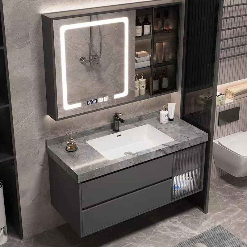 Home Bathroom Vanity Combo - 고급스러운 욕실 수납장, 세라믹 세면대, 거울,