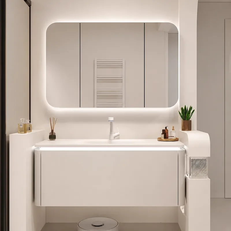 Home Bathroom Vanity Combo - 세라믹 일체형 세면대가 있는 벽걸이형 욕실