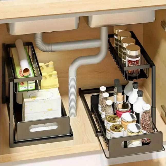 헤비 듀티 풀아웃 캐비닛 정리함 싱크대 하부 수납 랙  - Home Bathroom Organizer 리뷰 및 가격
