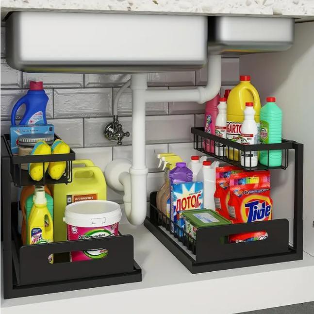 헤비 듀티 풀아웃 캐비닛 정리함 싱크대 하부 수납 랙  - Home Bathroom Organizer 리뷰 및 가격