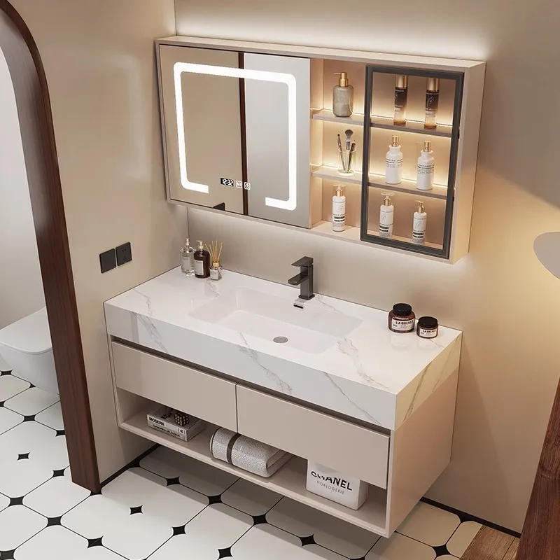 모던 욕실 세면대 슬레이트 세라믹 세면기와 원목 욕실  - Home Bathroom Vanity Combo 리뷰 및 가격