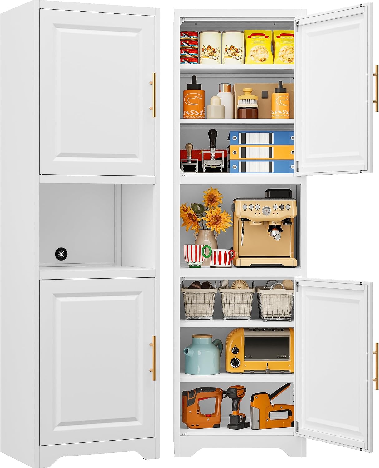 67인치 높이의 좁은 수납장, 2도어 7단 선반, 슬림 - Home Bathroom Organizer 리뷰 및 가격