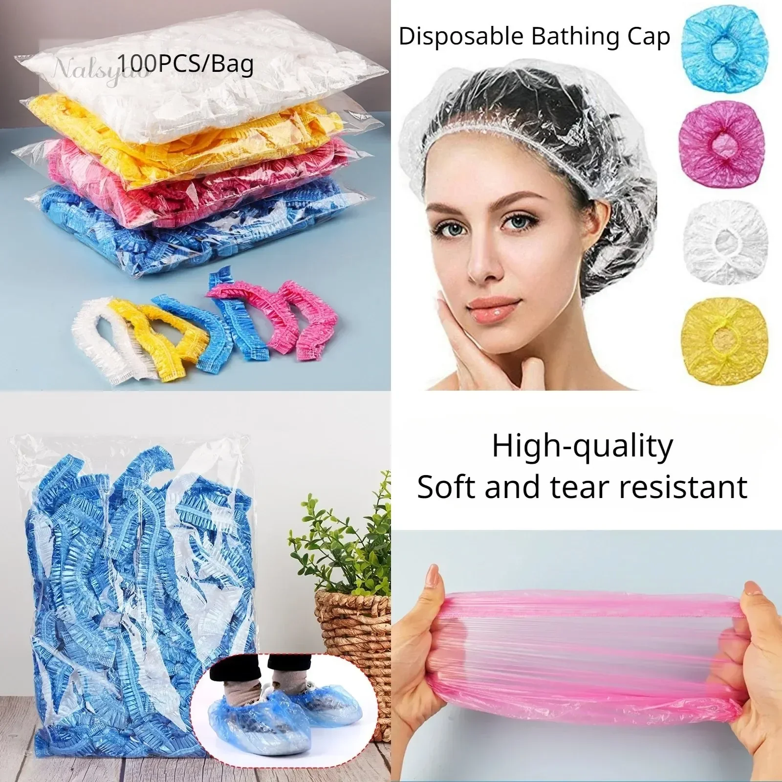 일회용 샤워캡, 투명하고 방수 기능이 있는 제품으로,  - Home Essentials Bathroom Storage 리뷰 및 가격