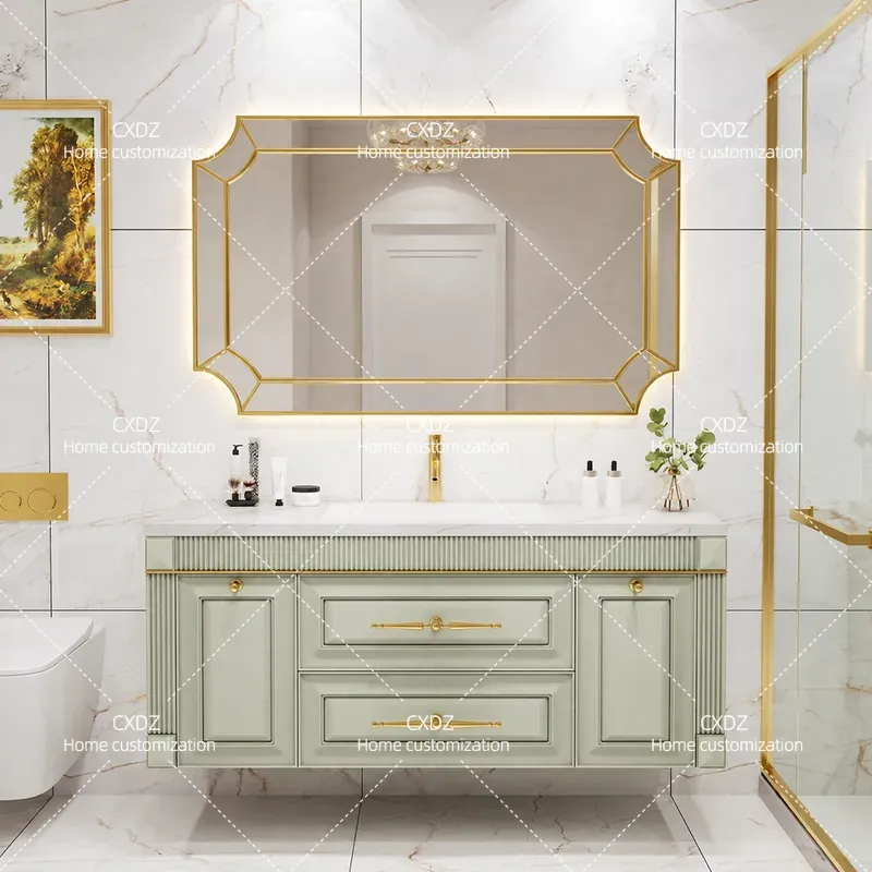 아메리칸 오크 록 슬래브 무이음매 세면대 욕실 캐비닛, - Home Bathroom Vanity Combo 리뷰 및 가격